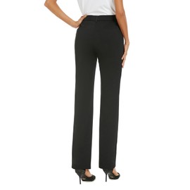 iChosy Women's Stretchy Straight Leg Dress Work Pants Business Office Casual Slacks with Pockets Black 8 Short