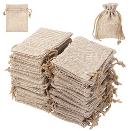 50Pcs Drawstring Bags, Small Linen Drawstring Pouches Wedding Favor Jewellery Bags.