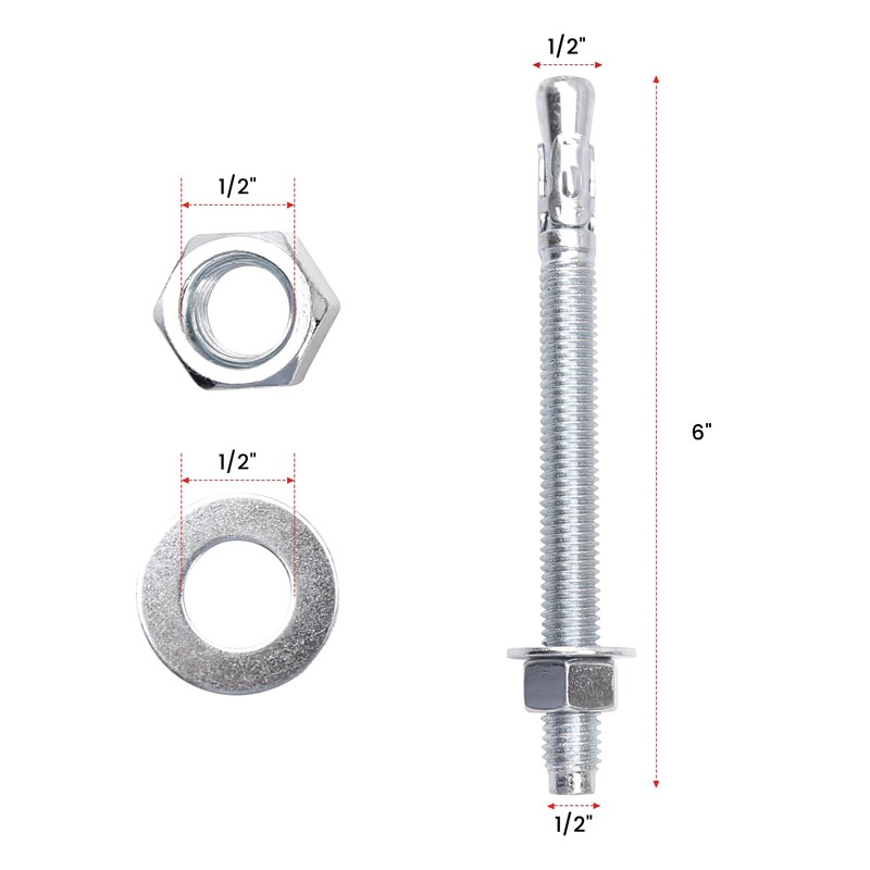 SONIGEKO 1/2" x 6" Wedge ANCHORPZ - Concrete Anchor Carbon