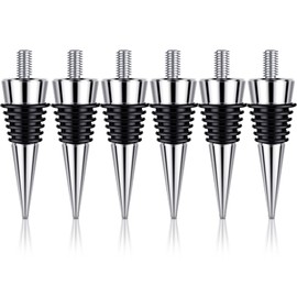 6 Pieces Metal Bottle Stopper 16 x 3/8 Blank Stainless Steel Wine Bottle Stopper Kit Reusable Wine Saver Corks Chrome Bottle Stopper Set Hardware for Wedding Wine Party Bar Turning