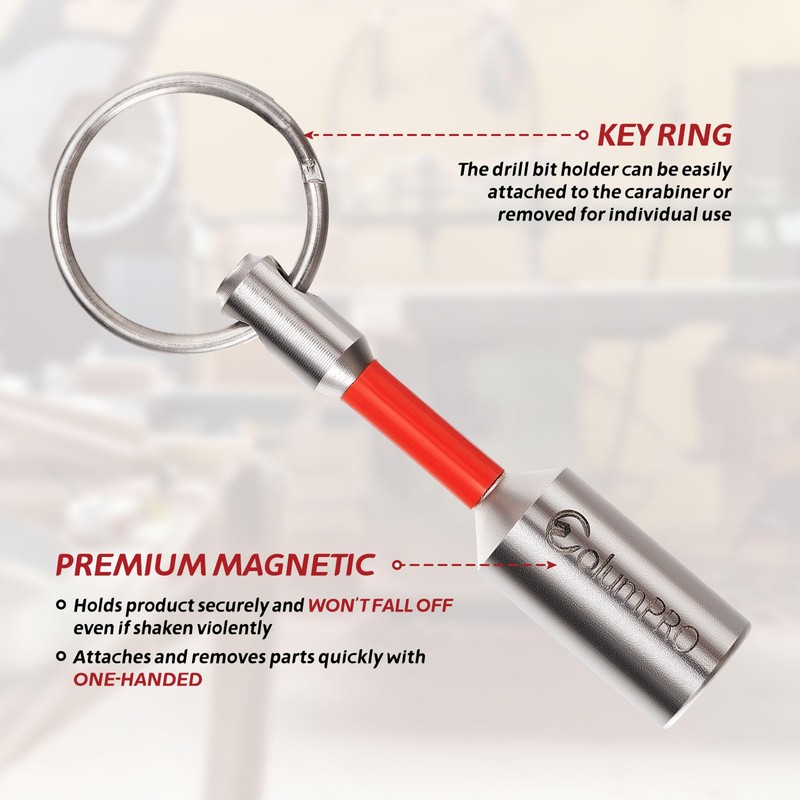 ColumPRO Magnetic Drill Bit Holder Keychain 1 Set (8PCS), One-Handed