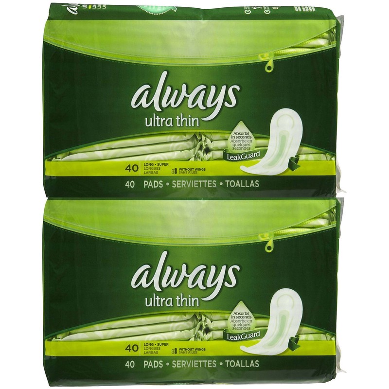 Always Ultra Thin Super Pads, Unscented - 40 ct