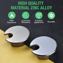 EASYEAH 2 Pcs Desk Grommet 1-3/8" / 35 mm, Desk Cord Hole Cover, Cable Grommet Metal Zinc Alloy Materilal, Desk Hole Grommet for Home & Office Pc, Detachable Cable Cord Organizer-Brushed Silver