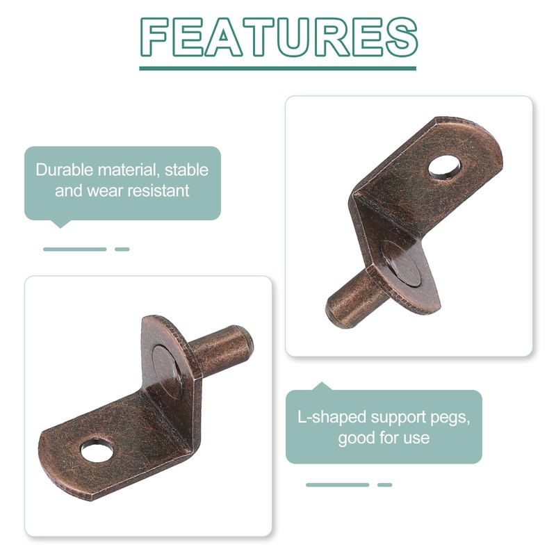 sourcing map 50Pcs Shelf Support Pegs, 5mm L-Shaped Bracket with