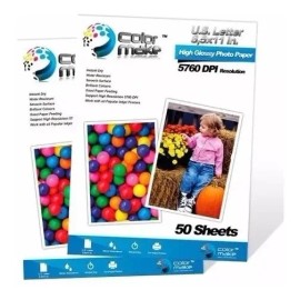ColorMake carta fotográfico de 50 hojas de 210g blanco de 50 unidades por pack
