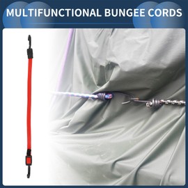 INFINAUTO Adjustable Bungee Cords with Hooks 60cm Motorcycle Trailer Trucks Cargo Adjustable Bungee Cords with Metal Buckle Red 1pc