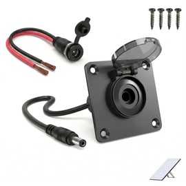IQMaoGo Waterproof Wall Socket Passthrough for Starlink Mini, Includes 18AWG Pigtail Kit, Aluminum DC 5.5 x 2.1 Female Power Connector Outlet/Port for RV Campervan, Caravan (Square)