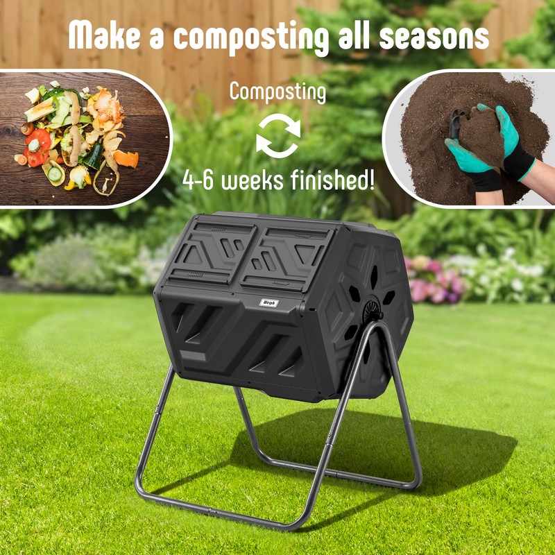Werph Compost Bin Outdoor Composter, Fast Assembly 43 Gallon Dual