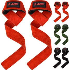 AQF Leder Zughilfen Krafttraining Wildleder | Profi Lifting Straps für Bodybuilding und Weightlifting | Kreuzheben Gurte, Gym Fitness Zughilfen für Frauen und Männer