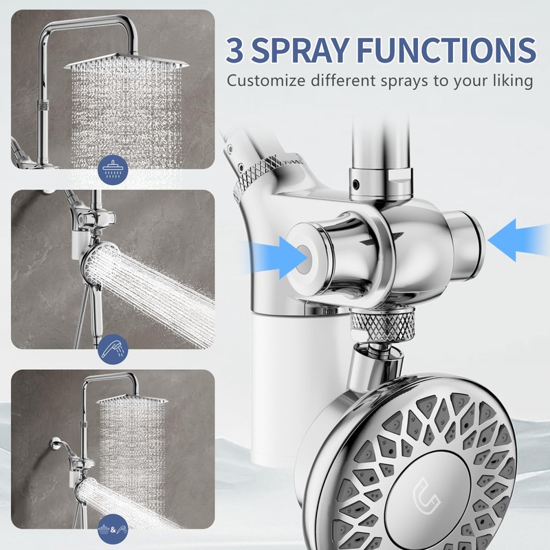 SINGSUO Filtered Rain Shower Head with Handheld Spray Combo, High