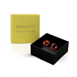 ANDANTE Premium Collection Genuine Natural Baltic Sea Amber Stud Earrings, Pure 925 Sterling Silver, Cherry Certified, Gold of the Sea, Natural Baltic amber, certified, 925 sterling silver with 925