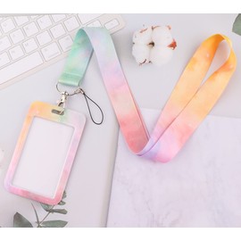 Juanooo Colorful Galaxy ID Lanyard Badge Holder for Women Girls Teachers Students Cool & Cute Key Lanyard for ID Badges,Aesthetic Preppy Style
