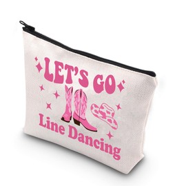 JNIAP Line Dance Cosmetic Makeup Bag Country Music Line Dancing Gifts Line Dancer Gifts Line Dance Zipper Bag (Let's Go)