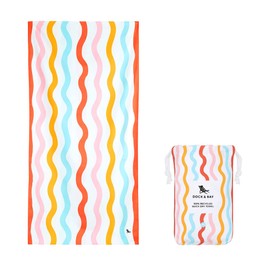 Dock & Bay Kid's Towel - For Beach Use - Quick Dry, Sand Free - Compact, Lightweight - 100% Recycled - Includes Bag - Squiggle Face, Medium (130x70cm, 51x27)