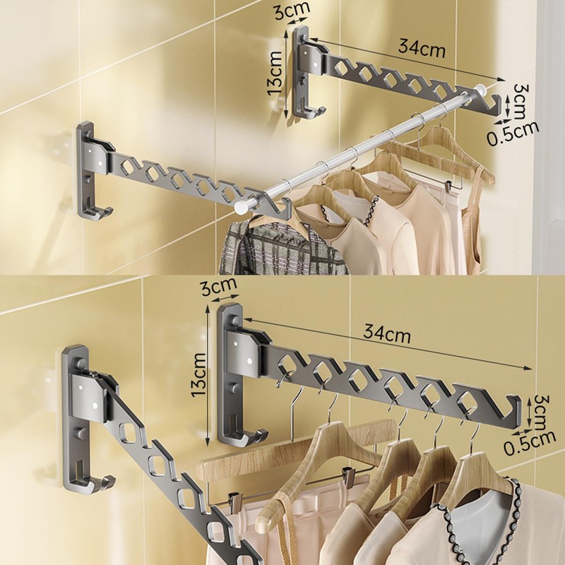 VOCIBO® Clothes Rail Wall Mounted, Clothes Hook, Foldable Wall Clothes