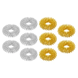 CHI-ENTERPRISE - Premium Massage Ring Set for Finger | Anti-Stress Ring | Acupressure Ring - Anxiety Ring | Contents: 10x Anti-Stress Ring (5x Gold/Large, 5x Silver/Large)
