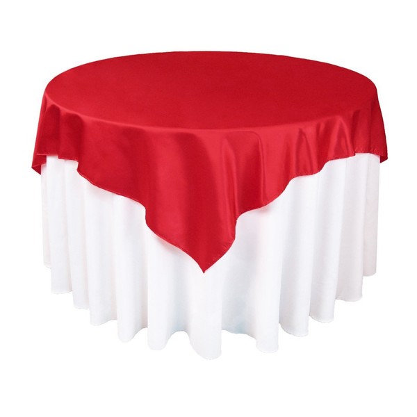 BROWARD LINENS Tablecloth Satin Square 58 Inch Red