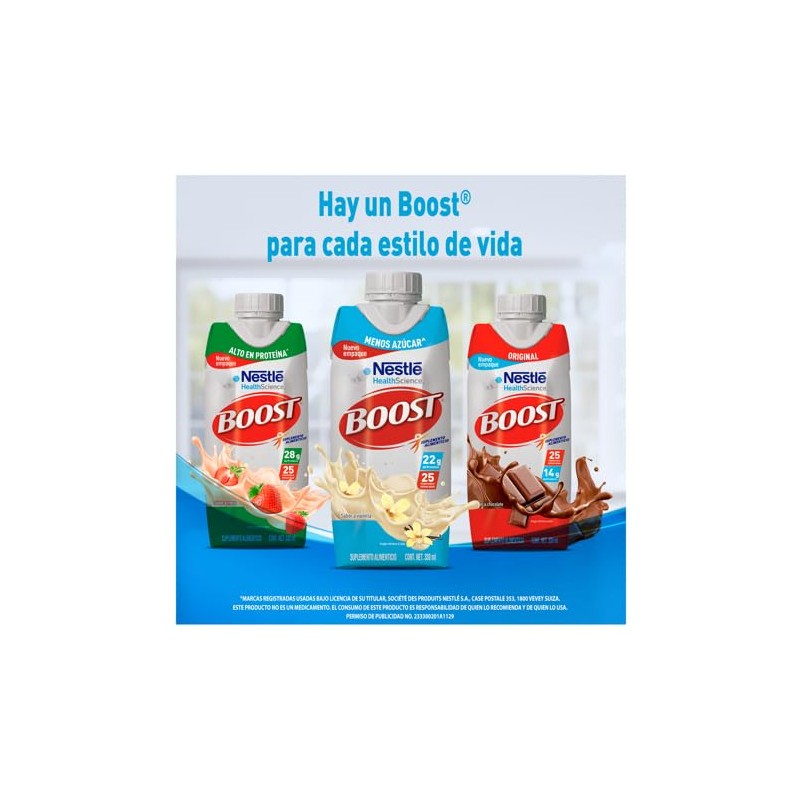 Boost Menos Azúcar Suplemento Alimenticio Mix de Sabores 12 pzas