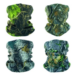 SMEHCF 4 Multipurpose Bandanas for Women Men Headband Balaclava Hair Head Scarf Face Half Airsoft Paintball Mask Neck Gaiters Breathable Reusable Washable Camo Forest
