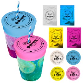 Irikdescia® 4 Stück Einweg-Getränkedeckelaufkleber, 3,92 Zoll, ideal für Bars, Partys, Outdoor-Festivals, staubdicht, tragbar, lebensmittelechtes Material