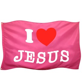 I Love Jesus Flag Funny Moticational Cool Flags for Indoor Outdoor Use 5x8 ft Room Teen Girls Wall Flag Cave Room Wall Meme Banner House Decor Yard Banner