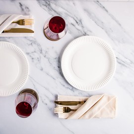 Lalene Paper Plates Round Disposable Dishes 100x Party Paper Plates 7 inch, Extra Strength Medium Size White Dinnerware Dishes, Eco-Friendly, Biodegradable, Perfect Food Plates for Picnics, BBQs