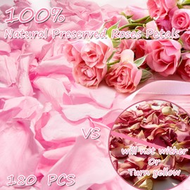 Miofula Dried Real Pink Rose Petals, Freeze Preserved Flower Petals for Wedding Party Decor, Rose Petals for Romantic Night Wedding Proposal Valentine's Day, Flower Girl Petals, Bridal Shower, 1.75oz