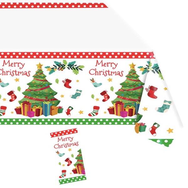 Christmas Tablecloth, White, 137 x 274 cm, Rectangular Christmas Table