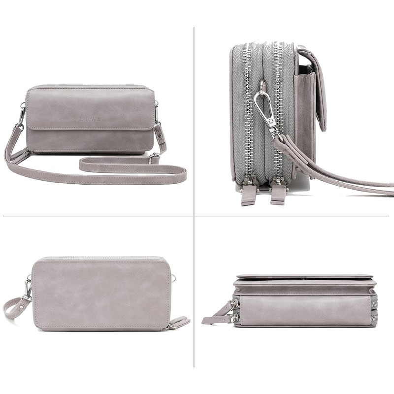 Lanyani RFID Crossbody Wallet Wristlet Purse with Phone Pocket For