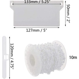 Vertical Blind Repair Kit with 10m Chain and Connector, Plastic DIY Replacement Accessories for Vertical Blinds and Top Hangers 127mm