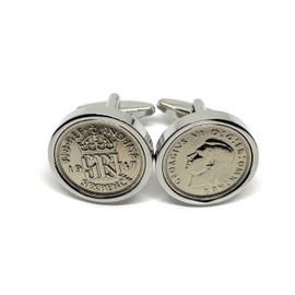 Luxury 1947 Original Lucky Sixpence 6d birthday/Anniversary Cufflinks ideal for a 78th birthday HT SLV
