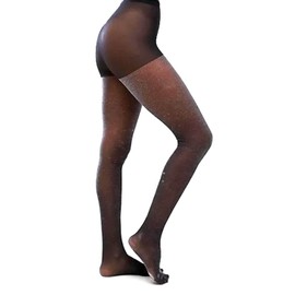 Mytoptrendz Women's Tights Sparkly Lurex Party Pantyhose (Sheer Black/Silver, One size)