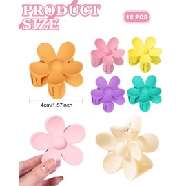 JIPUKE 12Pcs Small Flower Claw Clips For Women Girls Matte Non Slip Cute Small Flower Hair Clip For Thick Hair,Non-Slip Strong Hold Hair Styling Clips for Medium to Thick Haired Women and Girls
