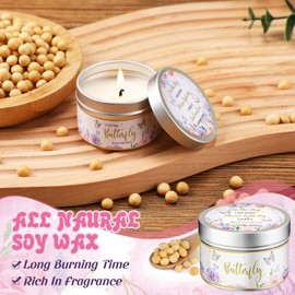 Threlaco 50 Pcs Baby Shower Party Favors Candles Lavender Scented Gender Reveal Gifts Bulk Candles for Favors Baby Shower Rustic Return Gifts(Flower and Butterfly)