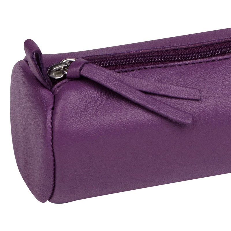 Clairefontaine 410163C Pencil Case Round Lambskin Leather Diameter 5.5 x
