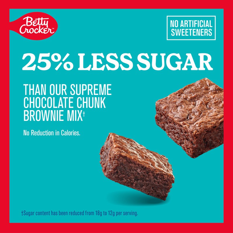 Betty Crocker Lower Sugar Brownie Mix, Double Chocolate Fudge, No