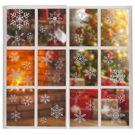 52 PCS Christmas Window Stickers, Christmas Decorations, Christmas Window Clings, Snowflake Window Stickers 6 Silver Onion Snow Window Stickers for Home/School/Office