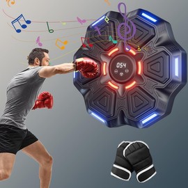 Upgrade Intelligent Music Boxing Machine for Adults, Boxing Machine with Boxing Gloves, Wall Mounted Boxing Trainer, Electronic Boxing Target Fitness Striking Equipment for Home, Indoor And Gym Use - Colour: Black