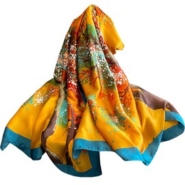 FAIRYGATE Silk Scarf Women's Long Scarf for Women High-Quality Silk Scarf Neckerchief Stole Large Scarf Women's Elegant 79, D18018