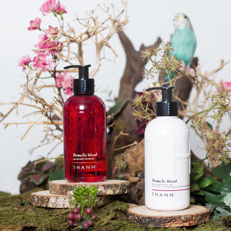 THANN Shower Gel AW (Aromatic Wood) Body and Refill Set