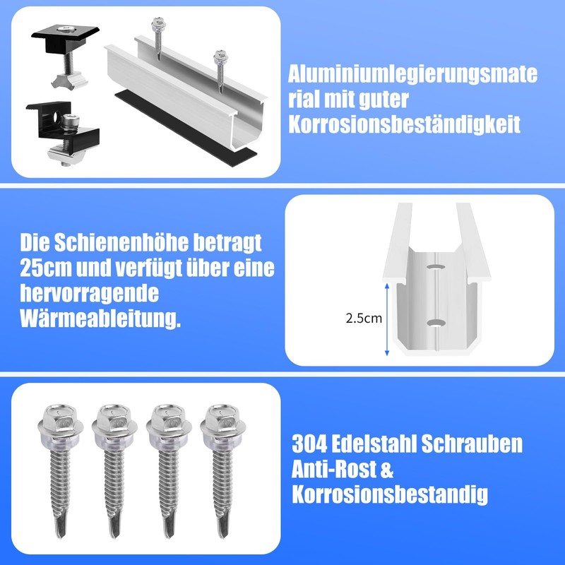 Coomoors 12 cm Solar Panel Mount Kit, Solar Panel Bracket,