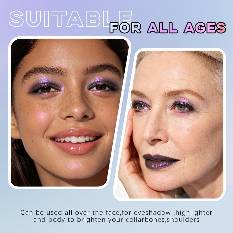 Dark Purple Glitter Eyeshadow Palette, Smoky Shimmer Metallic Single Eyeshadow,
