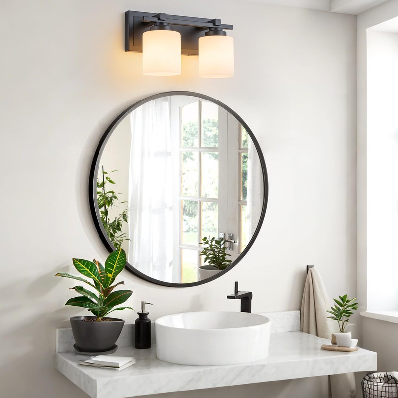 BrkNit 2 Light Modern Bathroom Light Fixtures Over Mirror, Black
