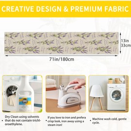 Table Runner Vintage Lavender Flower Table Runners Summer Seasonal Kitchen Dinning Decor for Indoor Outdoor Holiday Home Wedding Party 13x70 Inch