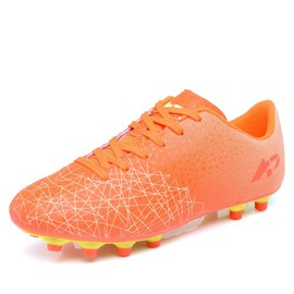 WELRUNG Men's Women's AG Sports Soccer Cleats Training Shoes Non-Slip Wear Resistant for Orange 5.5/4.5 US