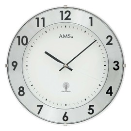 AMS Radio-Controlled Wall Clock, Wood, Multi-Colour, 35 x 35 x 12 cm