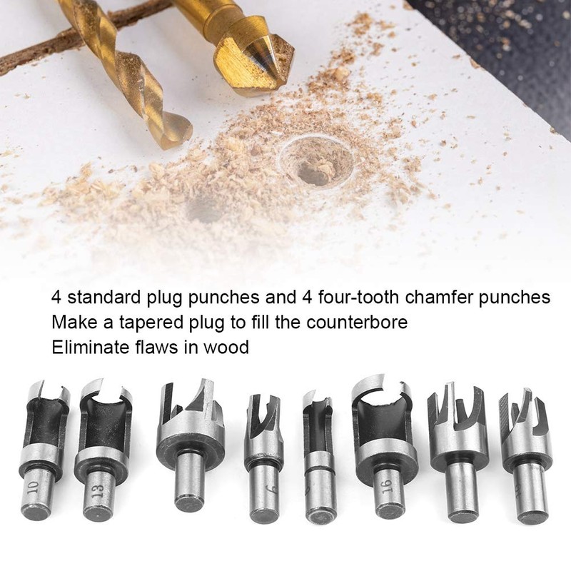 Wood Plug Cutter Set 8 Pieces Wood Plug Cutter Carbon