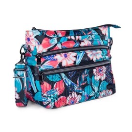 Lug Slider Crossbody Bag Floral Resort Tropics Quilted RFID Nylon Purse NWT.