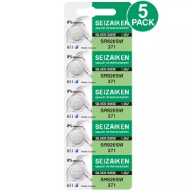 Seizaiken 371 SR920SW 1.55V 0%Hg Silver Oxide Watch Battery - Wholesale - 5 Batteries