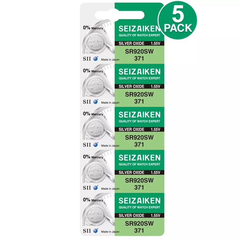 Seizaiken 371 SR920SW 1.55V 0%Hg Silver Oxide Watch Battery -